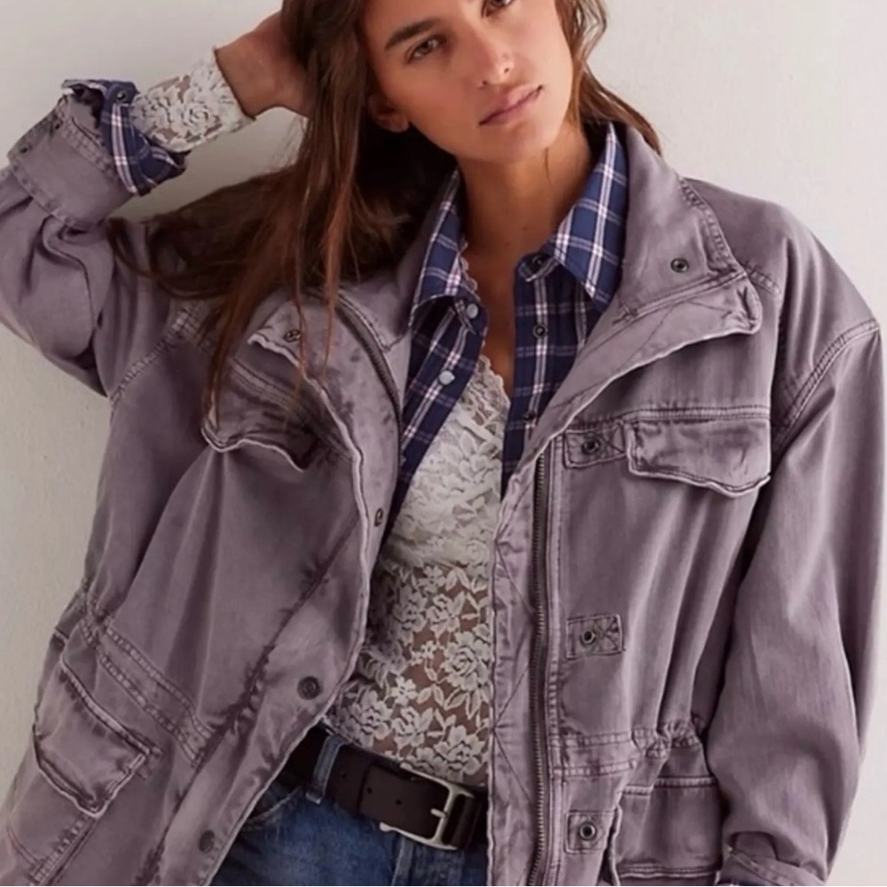 NWOT We The Free Plum faded Washed Utility Jacket - Women sz M WORN ONCE